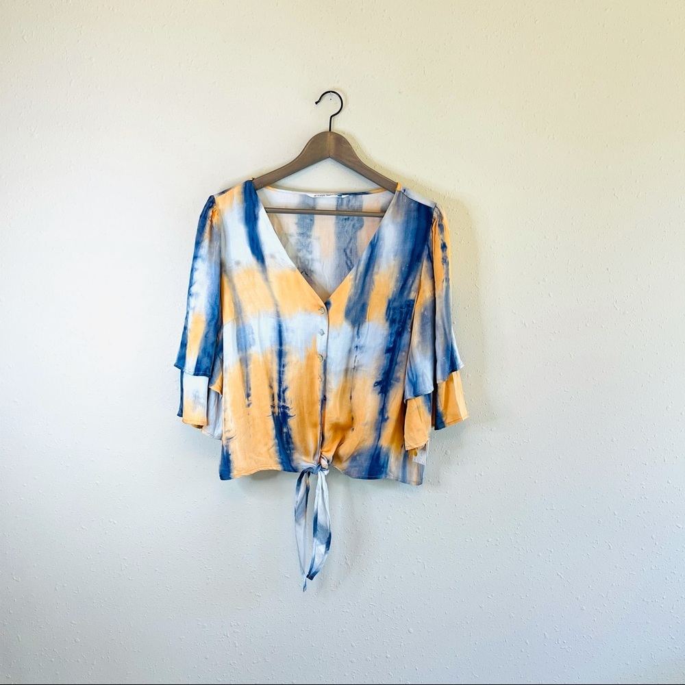 Given Kale Tie Dye Cropped Tie Top/Sz:L/NWT